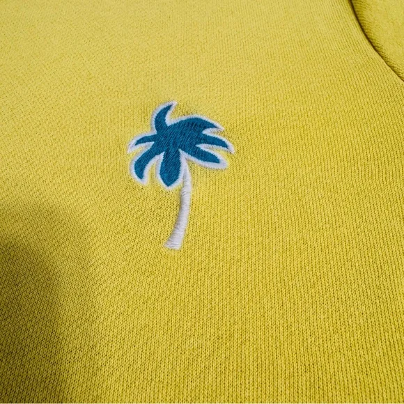 Kim Rogers Yellow Crewneck Lightweight Sweatshirt,Palm Tree Embroidered Logo, XL - Picture 3 of 11